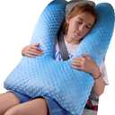 Travel Pillow for Kids Adult, Pillow for Car Sleeping Ultra Large U-Shaped with Removable Soft Cover Support Fix Neck and Body Sitting/Sleeping on The Trip (Blue)