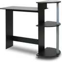 Furinno COMPACT Desk, 28.5" Wide Gaming Desk with Shelves, Computer Desk with Book Shelf, Office Desk for Home Office, Study Room, Dorm, Bedroom, Black