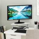 Furinno Turn-N-Tube Corner Monitor Riser Stand, White Oak, Stainless Steel Tubes