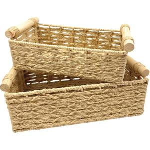 CATTITUDE Wicker Baskets for Organizing, Toilet Paper Storage, Pantry Organizers and Storage, Woven Baskets for Shelves, Bathroom Dcor & Home Organization, 2-Pack