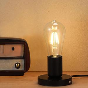 Polished Metal Desktop Lamp Base E26 E27 Screw Light Bulb Night Light Base Lamp Replacement, 6 Feet Cord Extension On/Off Switch,Small Replacement Screw Ceiling Bulb Hold. (Black)