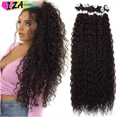 IZA Synthetic Kinky Curly Hair Bundles Afro Kinky Curly Hair Extension Super Long Curly Organic Hair Extensions 26 inches Color 4