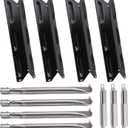 Grill Replacement Parts for Kenmore 146.23678310 146.16142210 146.23673310 146.16198211 146.34611410 146.34611410 146.46372610 Gas Grill, Porcelain Steel Heat Plate Shield,Burner Tube Repair Kit