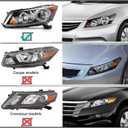 Headlights for 08-12 Honda Accord Headlight Assembly for 2008 2009 2010 2011 2012 Honda Accord 4-Door Sedan Headlamp Replacement Driver and Passenger Side, Black Housing Amber Corner