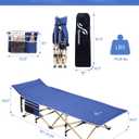 Sportneer Camping Cot for Adults, 28" Extra Wide Heavy-Duty 1200D Oxford Cot with 2 Side Pockets & Mattress, Portable Folding Camp Bed Supports 450 LBS, 10-Second Setup for Camping Travel Home Guest