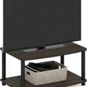 Furinno TURN-N-TUBE TV Riser Stand, 2-Tier Small Elevated No Tools TV Stand with Plastic Poles, Console for TV up to 32 inch, 15.8 x 23.8 x 11, for Living Room, Bedroom, Dark Brown, Small 23.8"x11"x15.8"
