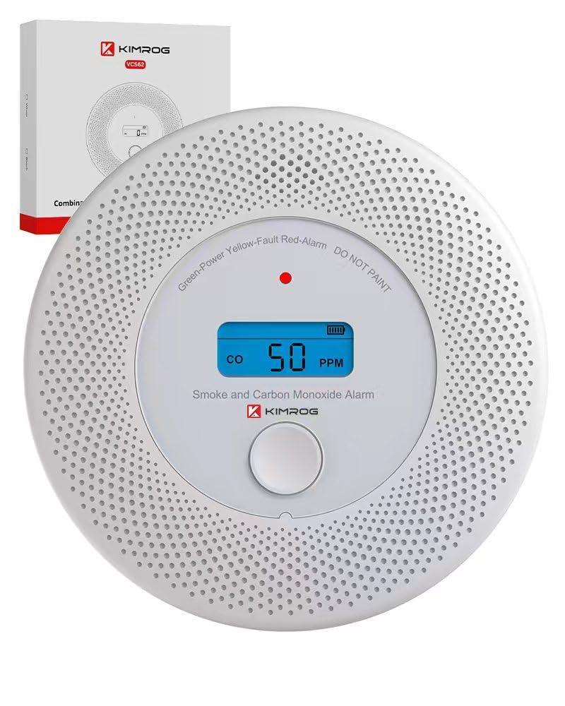 10 Years Smoke and Carbon Monoxide Detector, 2 in 1 CO Detector for Home, Garage, RV, Backlit LCD Display, V-0 Fireproof Housing