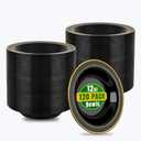 bUCLA 120 Pack Disposable Plastic Bowls 12oz - Black with Gold Trim Plastic Party Bowls for Salad, Soup, Dessert, Picnic, Catering, Ideal for Party & Graduation