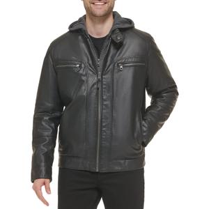 Calvin Klein Men's Motorcycle Jacket With Removable Hoodie (Large)