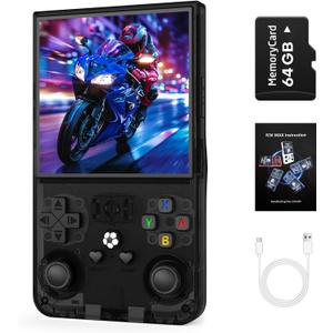 R36MAX Retro Handheld Game Console, 4.0 inch Retro Gaming Console with 64GB Memory, Video Game Consoles with 4000mAh Battery and 30+ Emulators, Ink Black