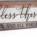 Farmhouse Family Wall Decor Rustic Wood Hanging Wall Art - Bless This Home And All Who Enter - Family Signs for Home Decor Inspirational Quotes for Hallway, Kitchen, Living Room 16"x5"