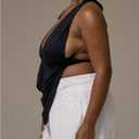 Floerns Women's Plus Size 3D Floral Draped Halter Tops Sleeveless Tie Open Back Tank Top (Black, XXL)