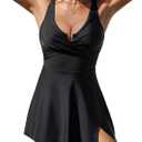 Blooming Jelly Womens One Piece Swimsuit Tummy Control Swim Dress Plus Size Split Skirt Modest Bathing Suit (Medium, Black)