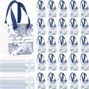 Kolldenn 50 Pack Small Blue White Thank You Gift Bags Bulk 4.33 x 3.94 x 2.76 Chinoiserie Floral Paper Bags with Handles Cards for Wedding Guests Birthday Party Bridal Baby Shower Favor Business
