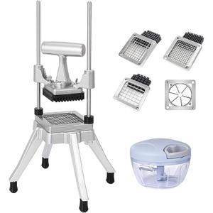 Commercial Vegetable Fruit Chopper W/6-Wedge Slicer&1/4″&3/8″&1/2" Blade Professional Food Dicer French Fry Cutter Stainless Steel Onion Slicer For Tomato Peppers Potato Mushroom