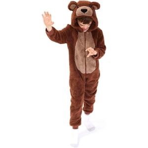COSUSKET Kids Snug Fit Flannel Brown Bear Costume Animal Onesie Pajamas for Boys Girls Gifts (2-3T)