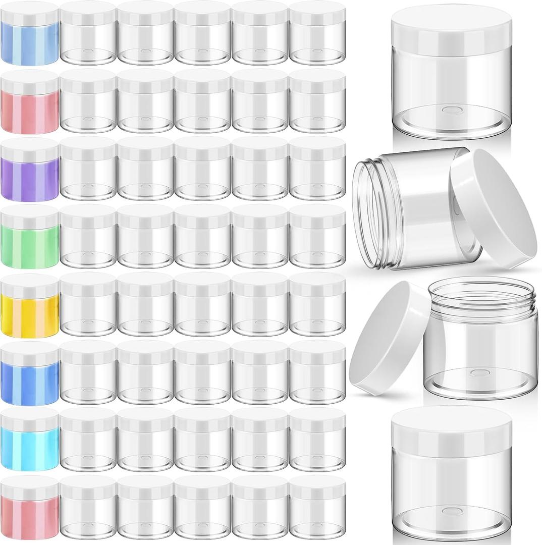 Patelai 48 Pack 8 oz Clear Plastic Jars with White Lids Empty ...