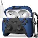 KOREDA Compatible with AirPods Pro 2nd/1st Generation Case with Cleaner Kit, Cute Funny Cool Game Player Design Silicone Protective Cover with Keychain for AirPods Pro Case (2023/2022/2019), Dark Blue