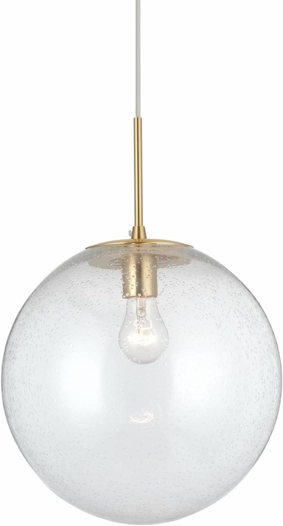 ALICE HOUSE 12-inch Kitchen Island Pendant Light, Seeded Glass, Modern Gold Farmhouse Pendant Lighting, Brushed Brass Hanging Light Fixture for Bathoom, Entryway and Hallway AL4803-P1