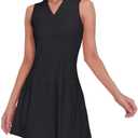 M MOTEEPI Athletic Workout Dress for Women Sleeveless Womens Golf Dress Tennis with Shorts and Pockets (Black, XXL)