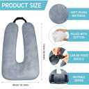 Barydat 2 Pcs Car Travel Pillow for the Back Seat 28 x 18 in Sleeping Reading Pillows for Long Distance Travel Car Cushion for Kids Adults Head and Body Support U Shaped Pad for Travel(Gray, Green)