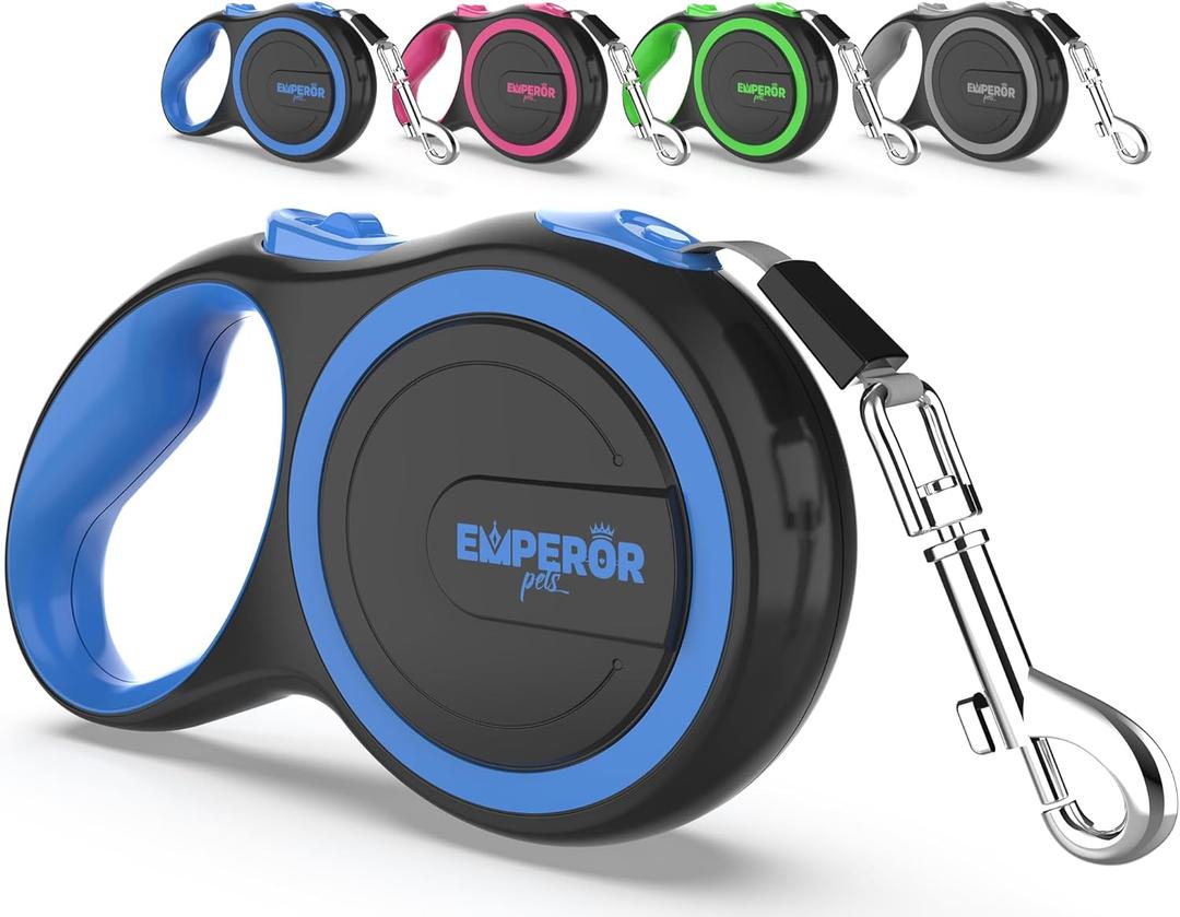 Emperor Pets 26 ft Retractable Dog Leash Large Dogs - Up to 110lbs, Heavy Duty Leash Retractable 26 ft, Dog Leashes for Large Breed Dogs -BL26 (Blue)