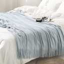 Homiest Decorative Knitted Throw Blanket with Fringe Soft & Cozy Tassel Blanket for Couch Sofa Bed (Pale Blue,50x60)