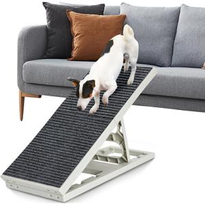 Adjustable Dog Ramp Bed for Small Medium Pets Folding Collapsible Cat Ramps with Non Slip Carpet Portable Indoor Puppy Ramp for Sofa,Chair