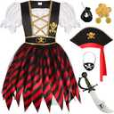SKCAIHT Pirate Costume Girls Kids Halloween Party Dress Up, L