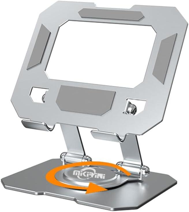 Dual 360 Rotating Tablet Stand Holder for Desk with Carbon Steel Base, Table Tablet Support with Dual Rod Adjustable Compatible for iPad Pro 13 12 11 Air Mini 5 4 3 (Silver)