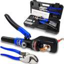 10 Tons Hydraulic Crimping Tool and Cable Cutter, Hydraulic Crimper, Battery Cable Crimper Tool for 12 AWG to 2/0 AWG Battery Terminals, with 9 Dies