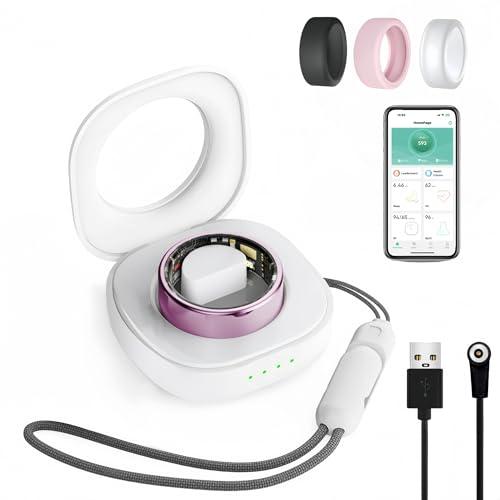 Smart Ring for Women Men, Health Tracker Rings, IP68 Waterproof Fitness Ring, 7-Day Battery Sleep Ring with Charging Case and Ring Protector, Remote Photography, No App Fees (Lavender Pink, #10)
