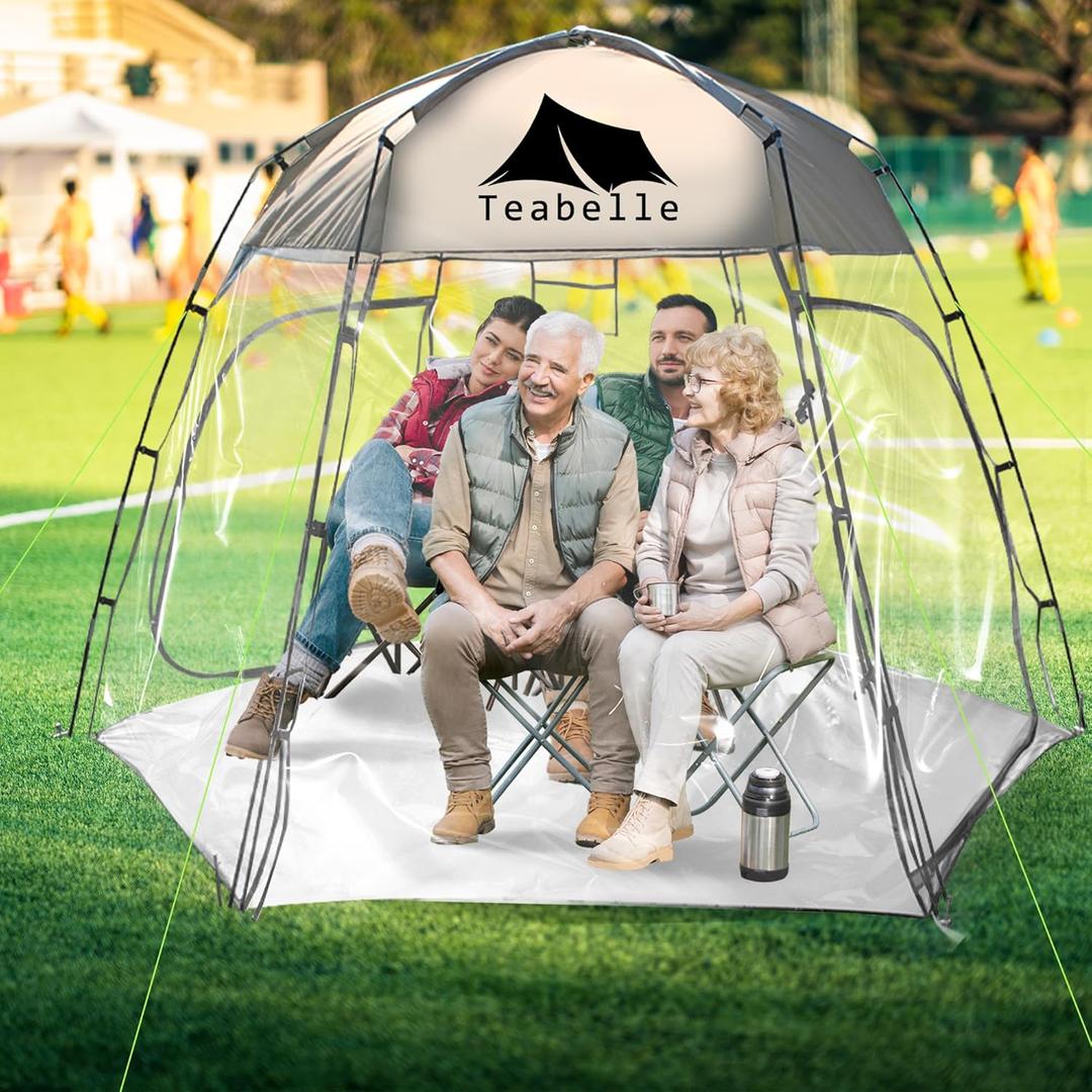 Teabelle Transparent Sports Tent, Large Instant Waterproof Tent, UVproof Outdoor 360 Full-View Tent with Zipper Window for Soccer Watching Sports Camping Fishing Activities (9.2FT)