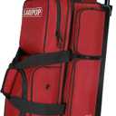 LARIPOP 3 Bowling Ball Bag With Wheels - Rolling Bag for Balls & Accessories - Retractable Handle Extends to 38" (Red)