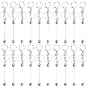 CllyCnny Beaded Keychain Kit: 20Pcs Bulk Blank Metal Keychain Making Supplies for DIY Crafts,Jewelry Making for Women Man