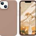 GUAGUA Compatible with iPhone 13 Case 6.1 Inch Liquid Silicone Soft Gel Rubber Slim Thin Microfiber Lining Cushion Texture Cover Shockproof Protective Phone Case for iPhone 13 Khaki
