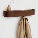 MTZ Solid Wooden Wall Mounted Coat Rack with Shelf & 5 Hidden Hooks Modern Entryway Coat Hanger, Wood Coat Rack for Jackets, Bags & Keys, Minimalist Wall Hook Rack (Walnut)