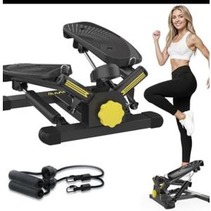 ZIWWVY Stepper Machine with Resistance Bands, Mini Stepper with 300LBS Weight Capacity, Twist Stepper for Full Body Workout, Adjustable Step Height, Smooth and Quiet, Step Machine for Men Women