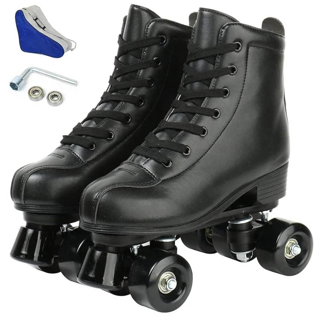 Jessie PU Leather Skates - Premium Adjustable Four-Wheel Roller Skates for Women, Men, Boys & Girls - Indoor & Outdoor Size: 44-Women's 12/ Men's 10.5