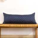 Decorative 14x36 Lumbar Pillow Cover, Dark Blue Cross Pattern Woven Textured Cushion Case Polyester Cozy Modern Farmhouse Vintage Pillowcase for Couch Sofa Bed Living Room, ONLY 1 Cover
