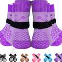 EXPAWLORER 6Pcs Anti Slip Dog Socks to Prevent Licking Paws, Dog Shoes for Hot Pavement Double Sides Dog Boots & Paw Protectors Booties for Hardwood Floors with Grippers Small Medium Large Senior Dogs S