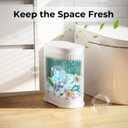 1.8 Gallon Bathroom Trash Can with Lid, Small White Stainless Steel Press Top Garbage Can, Removable Inner Bucket, Includes 60 Trash Bags
