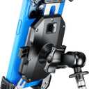 Kewig Motorcycle Fork Stem Phone Mount, with Cap Anti-Theft Short Arm Motorcycle Phone Holder, [1s Lock & Release] Fits for Fork Stem 12-25.4mm in Diameter, for 5.5-7.2" Cellphones