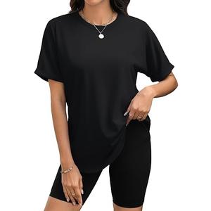 Womens Oversized T Shirts Business Casual Shirt Crewneck Short Sleeve Tops Loose Fitting Fashion Workout Tops Trendy Large