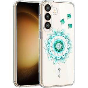 Unov Case Compatible with Galaxy S24 FE Case Magnetic Clear with Design Compatible with MagSafe Slim Protective Soft TPU Bumper with Hard PC Back Embossed Pattern (Mint Mandala)
