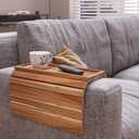 Sofa Arm Tray,Acacia Wood Folding Couch Arm Tray,Sofa Armrest Trays with Anti-Slip Pad for Drinks,Snacks,Phone,Remote Control