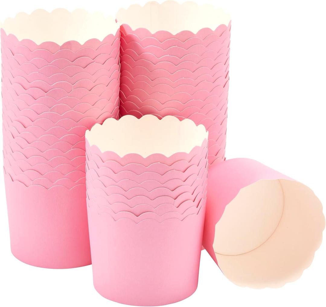 DecoPac Sachet Pink Scalloped Baking Cups, Pack of 50, Perfect For Delicious Cupcakes, Delicate Scalloped Edge, 50 Oven Safe Cupcake Cases,50 Count(Pack of 1)