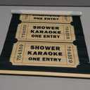 HEYJEEPER Funny Bathroom Wall Art-Shower Karaoke One Entry -Wall Hanging Poster,14x18In Retro Green Canvas with Wood Hanger, Boho Home Wall Decor for Bathroom(Ticket)