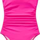 SUUKSESS Women Sexy One Piece Swimsuit Tummy Control Square Neck Bathing Suit (Pink, S)