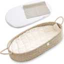 Premium Baby Changing Basket - Artisan-Crafted Seagrass With Extra High Sides - Changing Basket for Baby Dresser - All Accessories Included - Complete Set for Nursery (Natural)